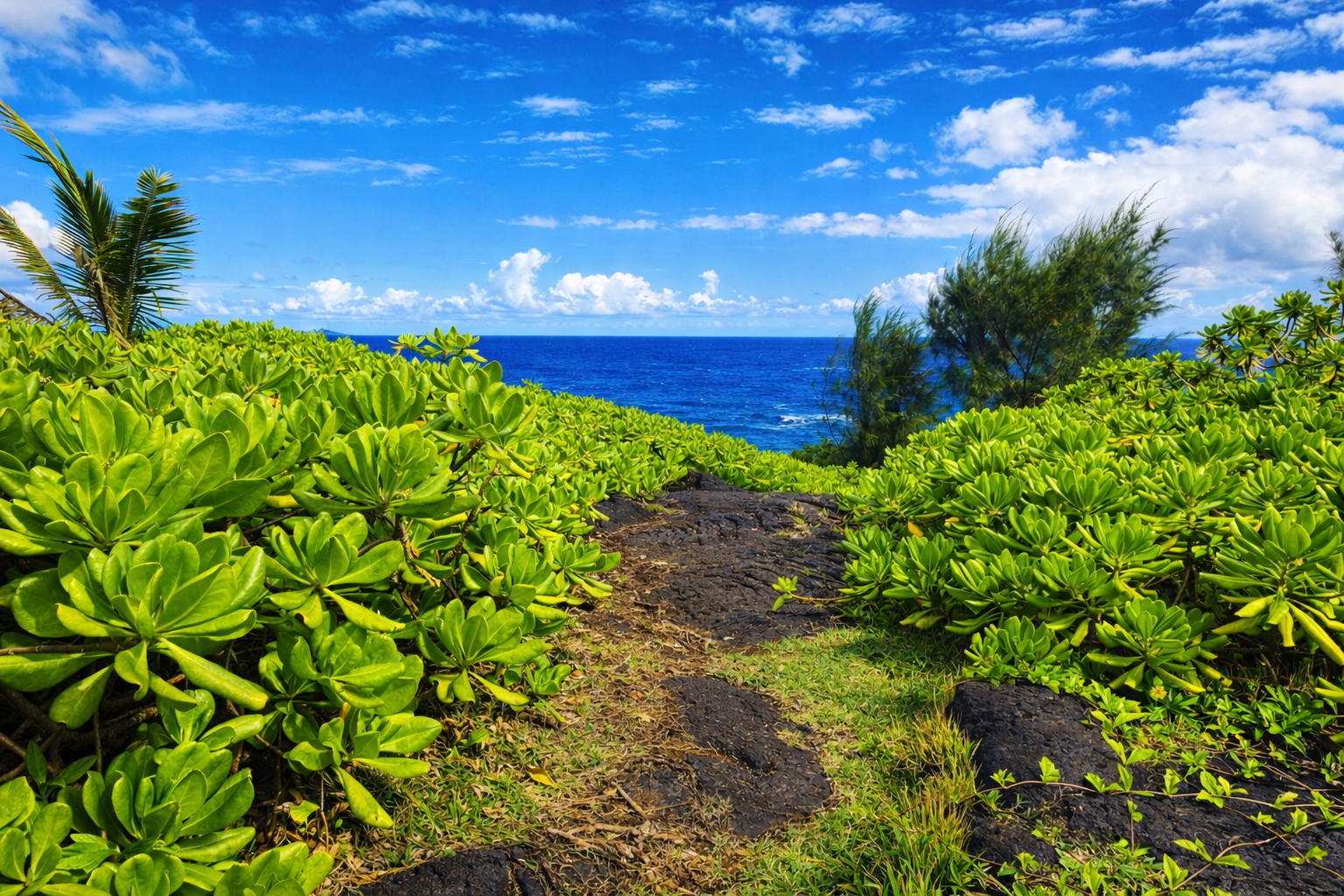 A quiet path opens toward the Pacific Ocean at Wild Blue Waters.